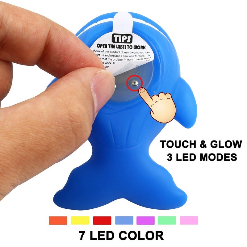 JASNKKONT Bath Toys, 8 Pcs Light Up Floating Rubber Animal Toys Set, Flashing Color Changing Light in Water, Baby Infants Kids Toddler Child Preschool Bathtub Bathroom Shower Games Swimming Pool Party - Image 4