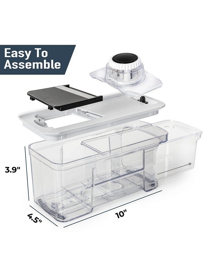 فل ستار مفرمة خضراوات وقطاعة ماندولين متعددة الاستخدامات من فولستار للمطبخ - مبشرة جبن، قاطعة بطاطس مقلية، قطاعة جبن - مبشرة حلزونية يدوية إضافية متضمنة (6 في 1، أسود/أبيض) - Image 3