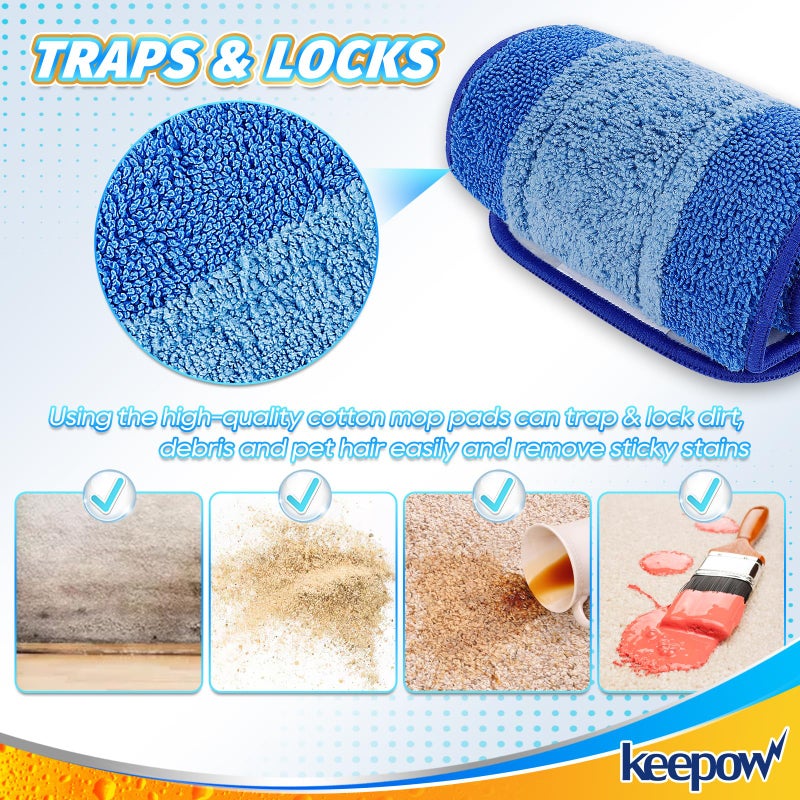 KEEPOW 3 Pack Microfiber Cleaning Pads Reusable Microfiber Mop Pads for 18 Inch Mop, Hardwood & Hard Surface Floors Replacement Cleaning Mop Pads, Machine Washable Pad Refills for Floor Cleaning - Image 5