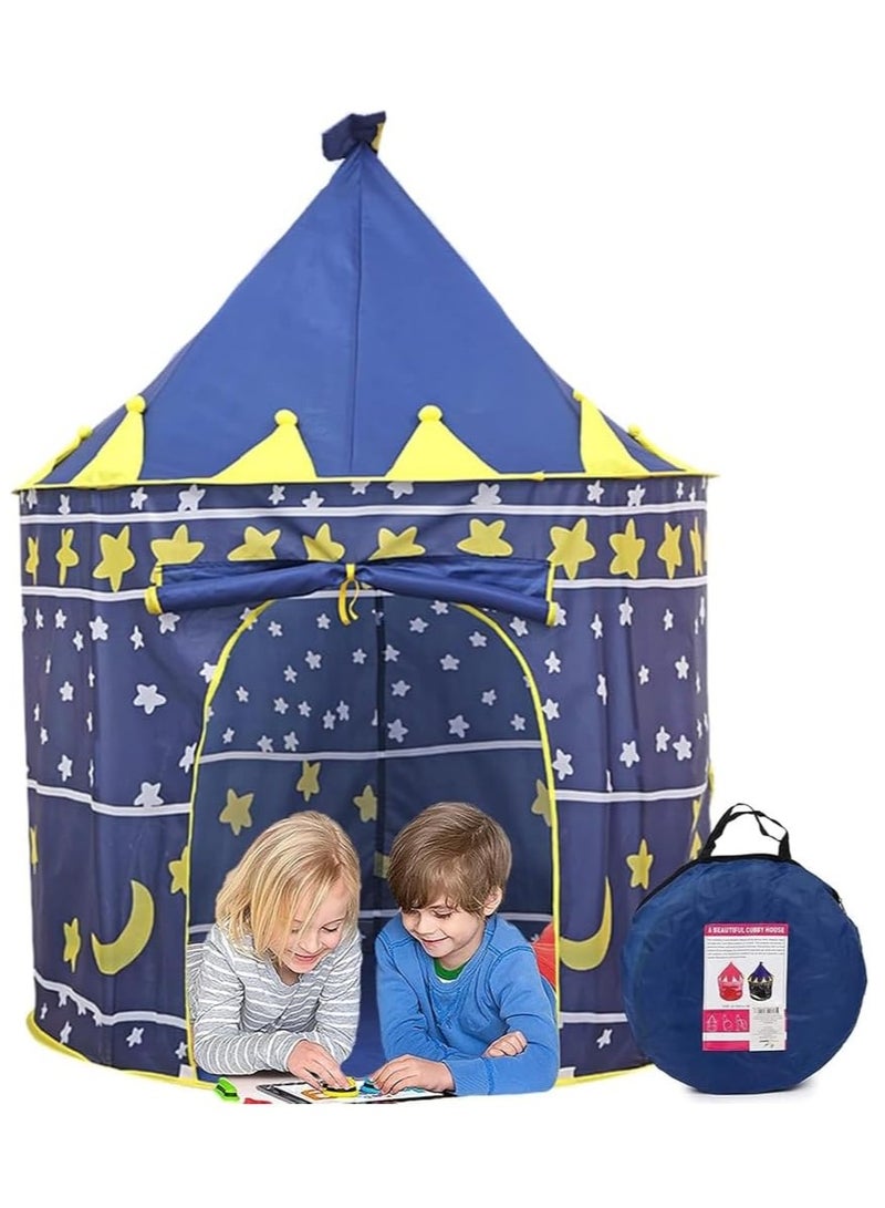 خيمة لعب قلعة الاميرة المنبثقة من TOYS-EGYPT، خيمة لعب محمولة قابلة للطي للاستخدام الداخلي والخارجي (كحلي) الحجم (الارتفاع 135)* العرض 105  - Image 1