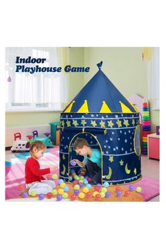 ماركة غير محددة خيمة لعب قلعة الاميرة المنبثقة من TOYS-EGYPT، خيمة لعب محمولة قابلة للطي للاستخدام الداخلي والخارجي (كحلي) الحجم (الارتفاع 135)* العرض 105  - Image 5