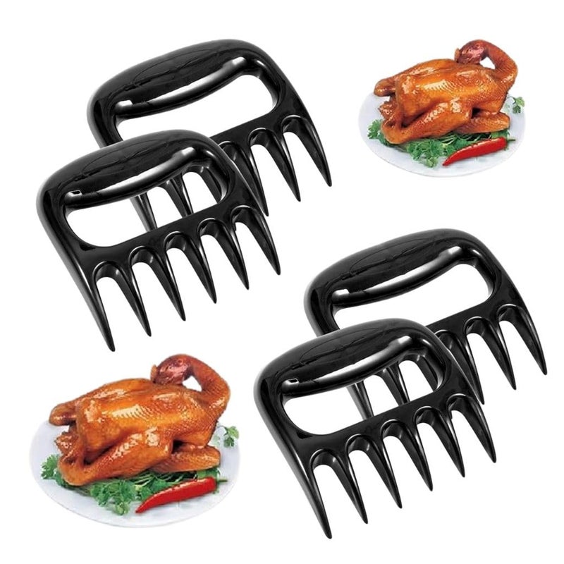 Trifecta أداة مطبخ آمنة خالية من BPA، مضادة للانزلاق، أداة مثالية لتقطيع الدجاج، أداة تمزيق اللحم الكبيرة، مقبض مريح لآلة تمزيق اللحم للدجاج الممزق (مجموعة من 4، أسود) - Image 1