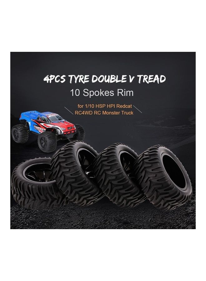 NIBEMINENT 4-Piece 1/10 Double V Tread Pattern Off-Road Tyres Set - Image 1