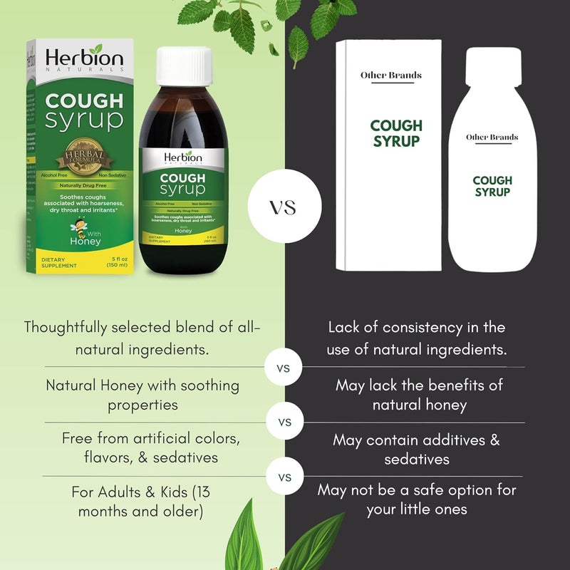 HERBION Naturals Cough Syrup with Honey Relieves Cough  Soothes Sore Throat Optimizes Immune Promotes Lung Function for Adults  Kids 13 Months 5 Fl Oz Pack of 1 - Image 5