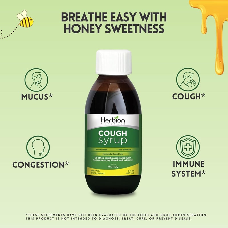 HERBION Naturals Cough Syrup with Honey Relieves Cough  Soothes Sore Throat Optimizes Immune Promotes Lung Function for Adults  Kids 13 Months 5 Fl Oz Pack of 1 - Image 4