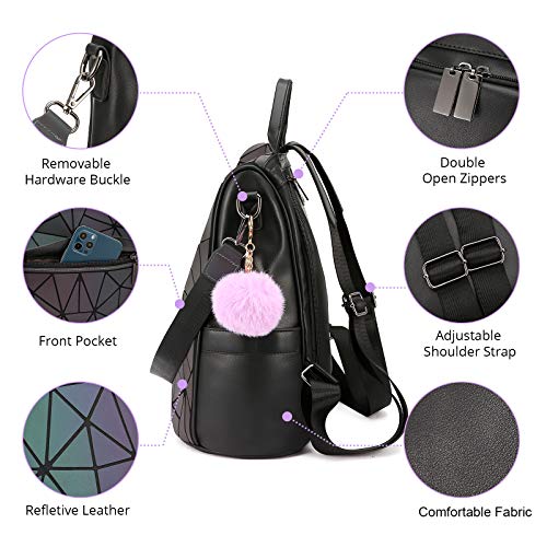 LOVEVOOK Geometric Luminous Purses and Handbags for Women Holographic Reflective Bag Backpack Wallet Clutch Set - Image 4