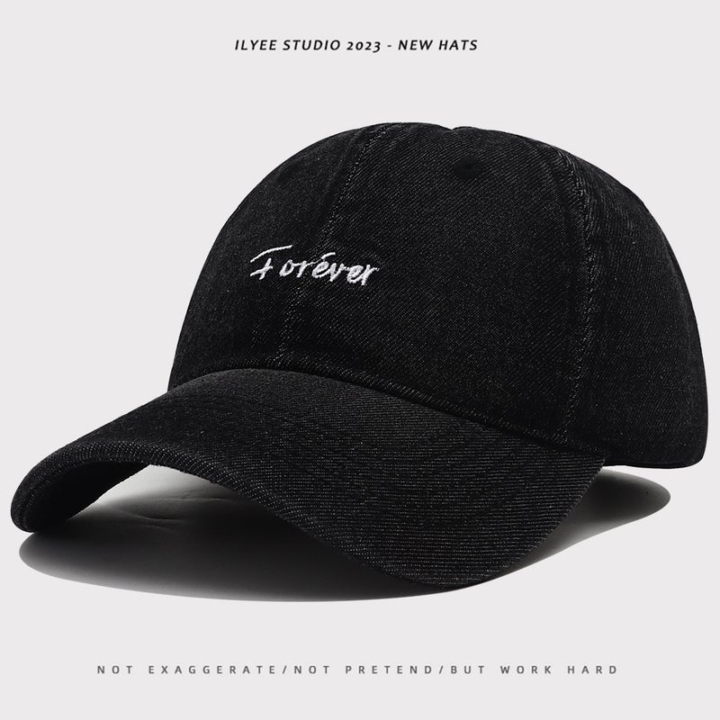Korean Hat Women'S High-Quality Denim Baseball Cap Men'S Korean Style Simple Letter Embroidered Peaked Cap - Image 5