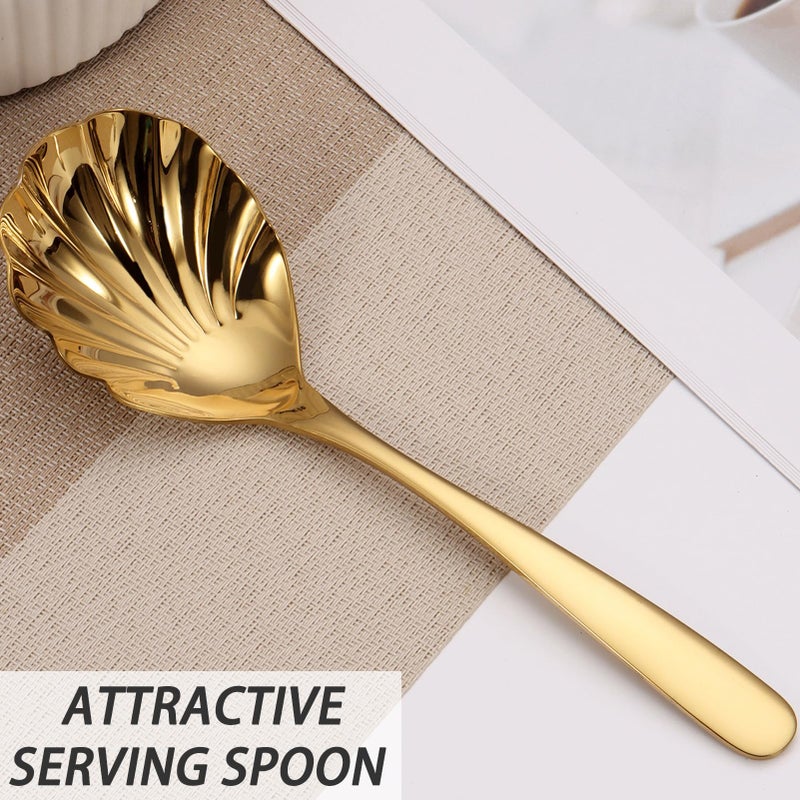 Mafier Large Serving Spoon, Stainless Steel Catering Serving Utensils for Party Buffet Dinner Banquet Cooking Kitchen Basics,Dishwasher Safe(Gold) - Image 3