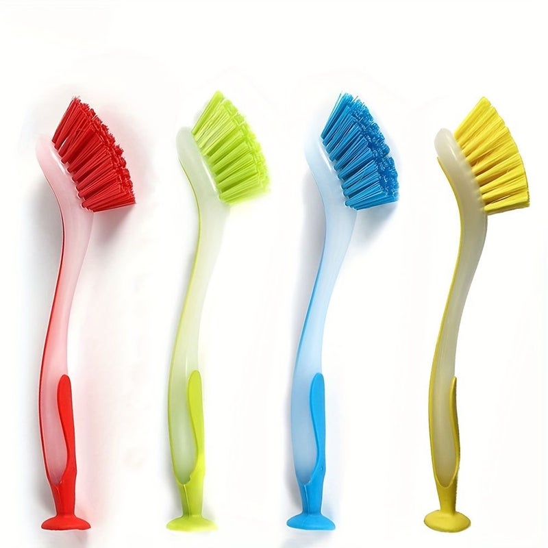 Blue 2 Pack Suction Cup Dish Scrubber Brushes For Kitchen Bathroom - Image 1