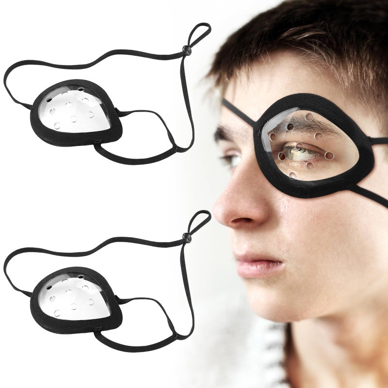 Geiserailie 2 Pack Eye Shield 9Hole Eye Shield with Adjustable Strap Eye Shield After Cataract Surgery Transparent Ventilated Eye Protections for Eye Surgery Covering Eye Protection