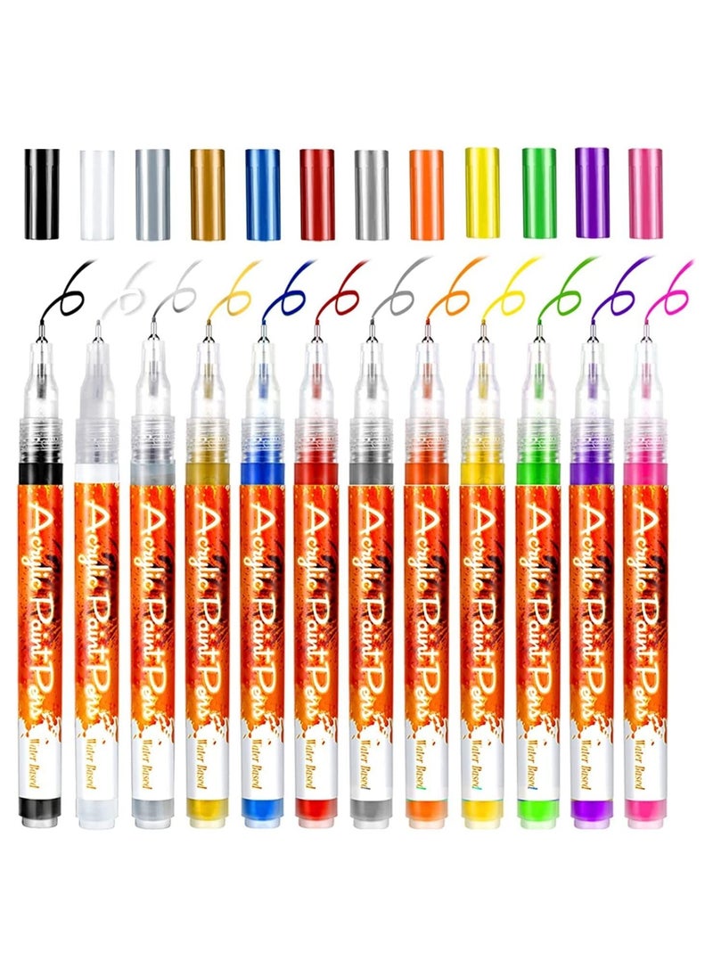 Y&D - 12 Pcs Nail Pen Art Graffiti Waterproof Polish Quick Dry Painting DIY Abstract Lines for Portable Tip Draw Equipment (12 Colors) - Image 1