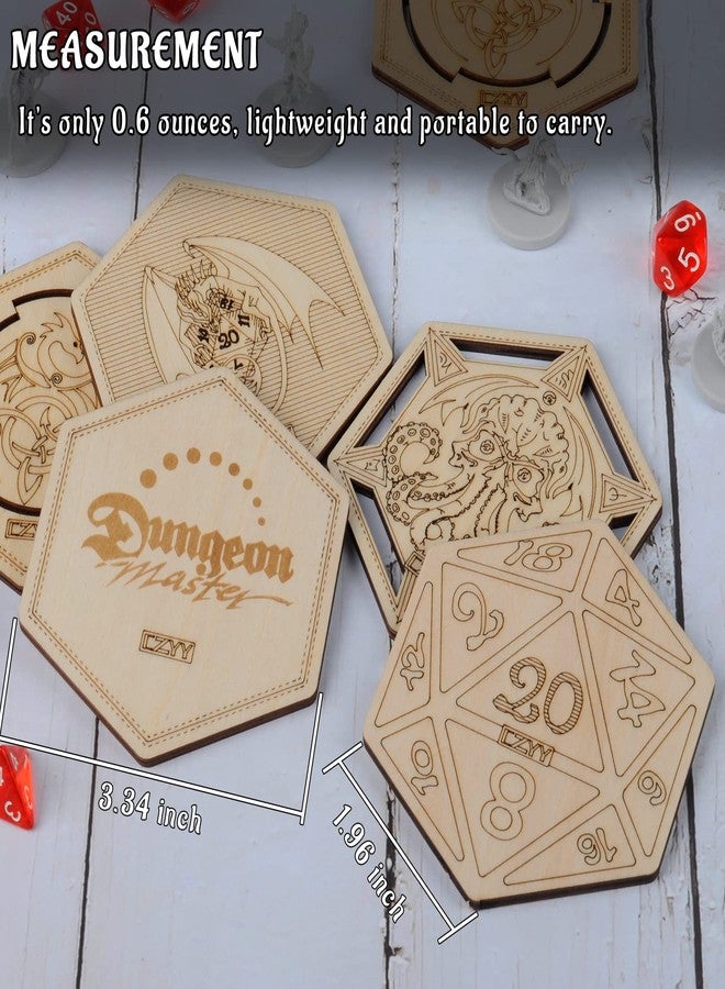 CZYY DND Decorative Wood Coasters Cool & Unique Table Mug Cup Mats Laser Engraved with Dragon, D20 and Cthulhu (Set of 5) - Image 5