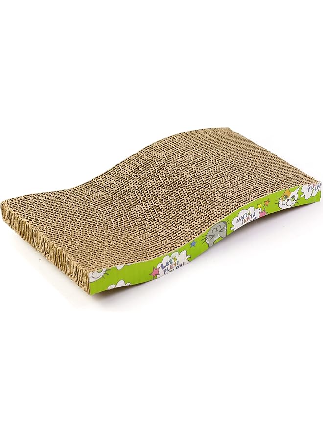 سكاي تاتش لوح خدش للقطط من الورق المقوى للقطط، لوح خدش للقطط، مخلب طحن للقطط، كرة تفاعلية للخدش مقاس 43 * 21.5 * 3 سم أصفر - Image 1