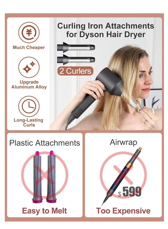 general Automatic Curling Wands Attachments with 2 Curlers for Dyson Supersonic Hair Dryer Airwrap Long Hair Waver Styling Iron Tool Blow Dryer Accessories for Women (Left-Handed) - Image 4