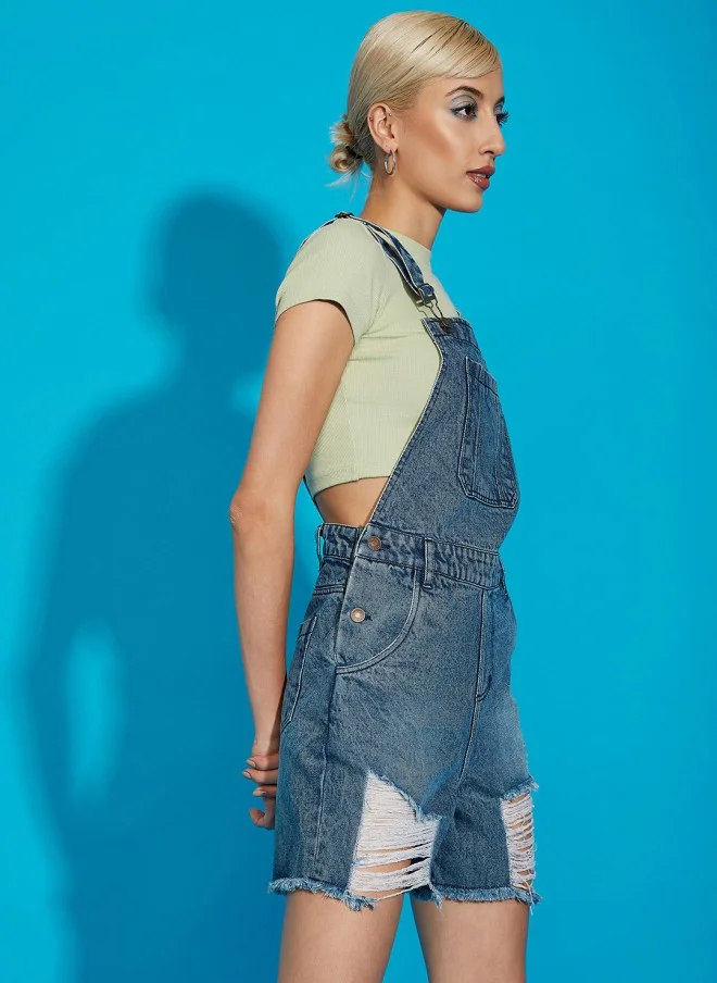 SASSAFRAS Blue Casual Denim Dungaree for Women