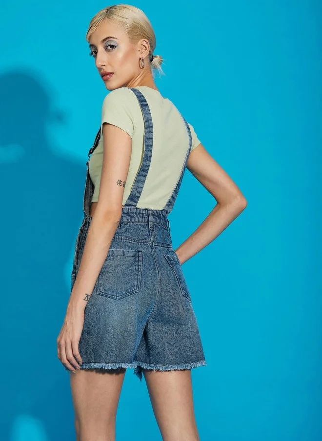 SASSAFRAS Blue Casual Denim Dungaree for Women