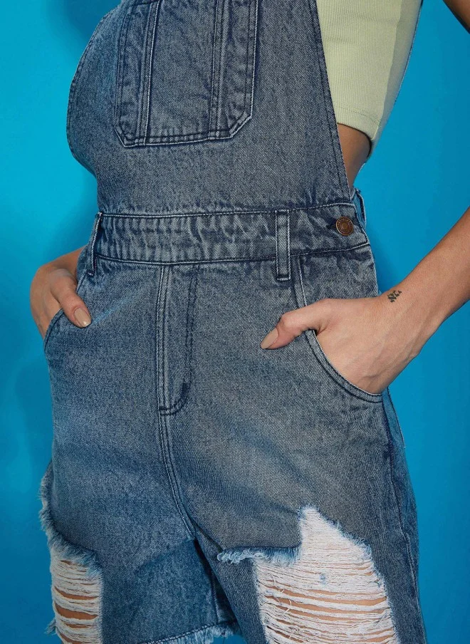 SASSAFRAS Blue Casual Denim Dungaree for Women