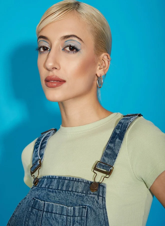 ساسافراس Blue Casual Denim Dungaree for Women
