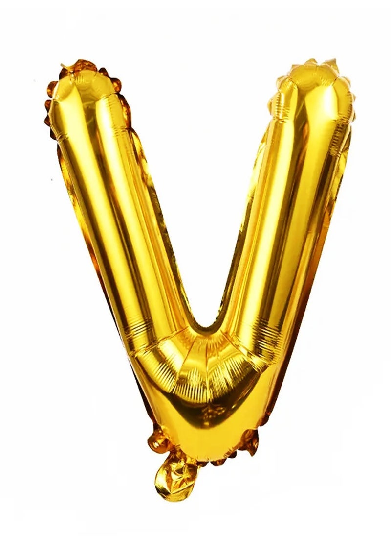 بارتي فن بالون احباط 32 بوصة حرف V اللون الذهبي مثالي للحفلات وأعياد الميلاد - Image 1
