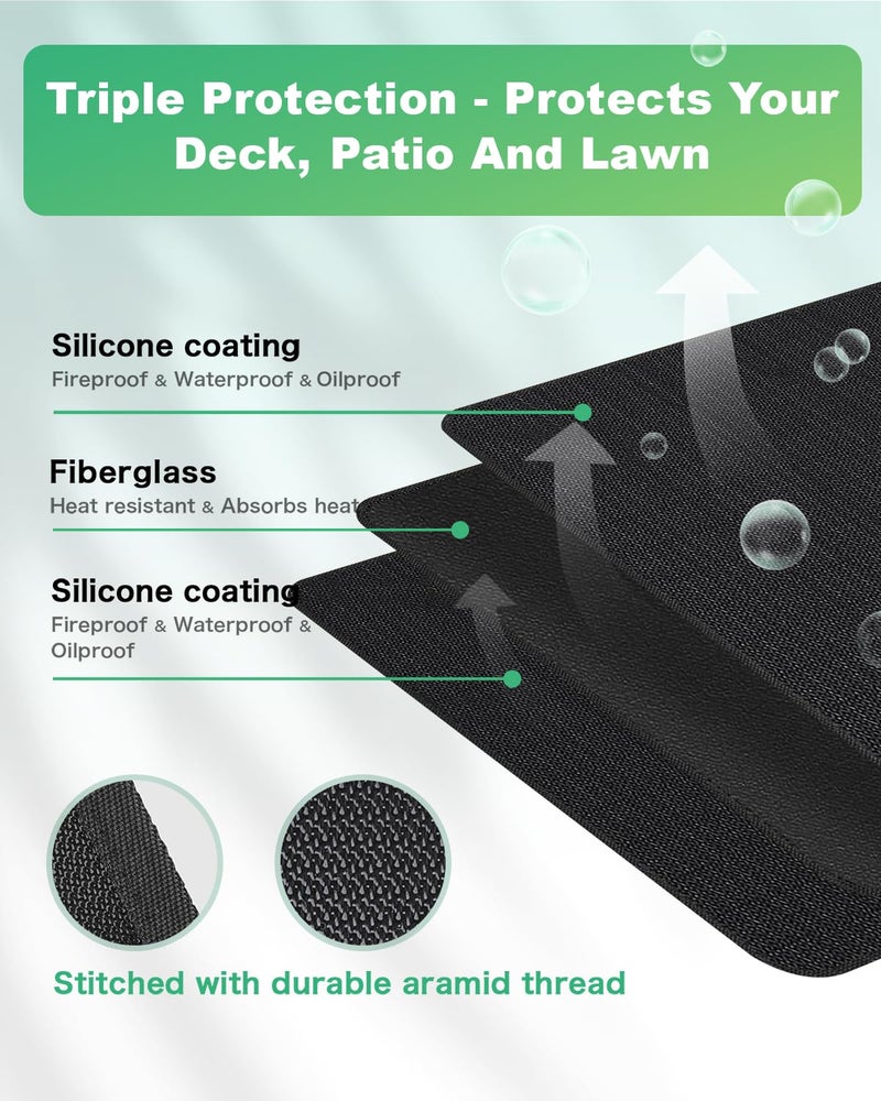 TAOMAND Large 76 x 52 inches Under Grill Mats for Outdoor Grill | Double-Sided Fireproof | Waterproof | Oil-Proof | Easy to Clean | Indoor Fireplace/Fire Pit Mat | Quality BBQ Mat for Deck Patio Lawn - Image 2