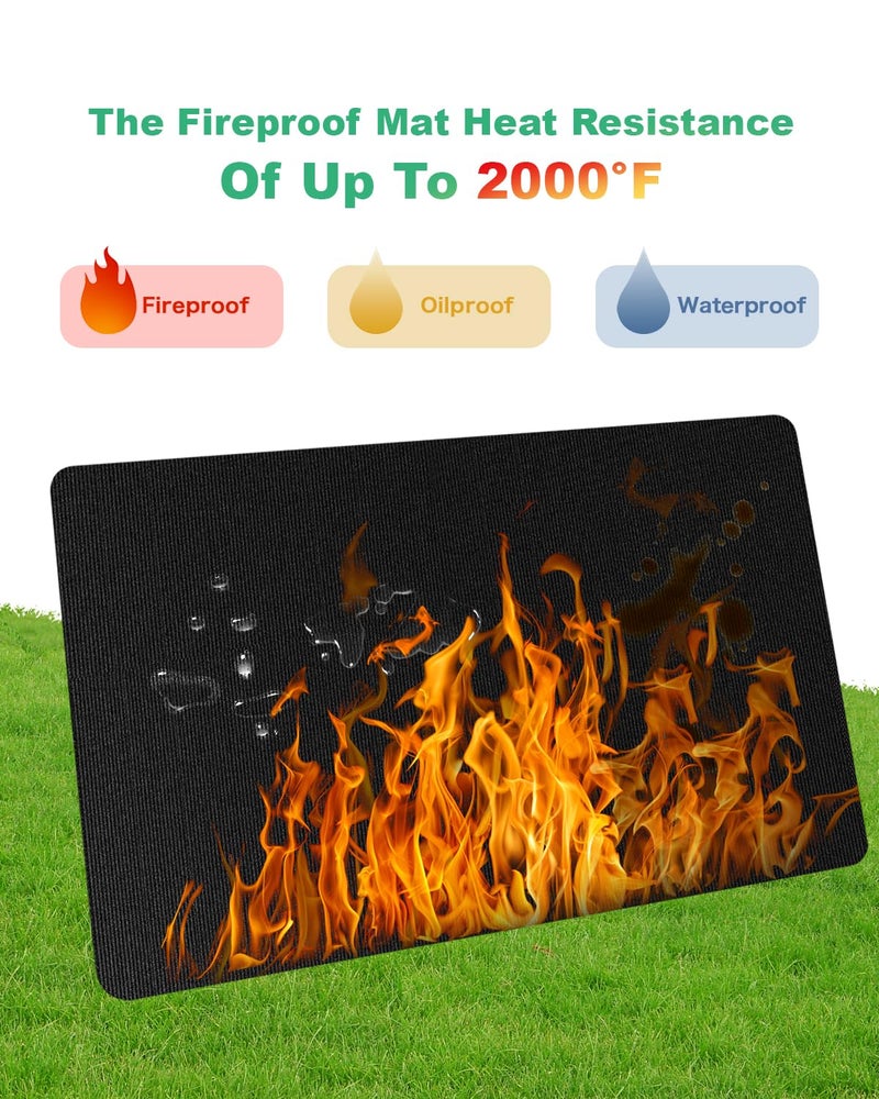 TAOMAND Large 76 x 52 inches Under Grill Mats for Outdoor Grill | Double-Sided Fireproof | Waterproof | Oil-Proof | Easy to Clean | Indoor Fireplace/Fire Pit Mat | Quality BBQ Mat for Deck Patio Lawn - Image 3
