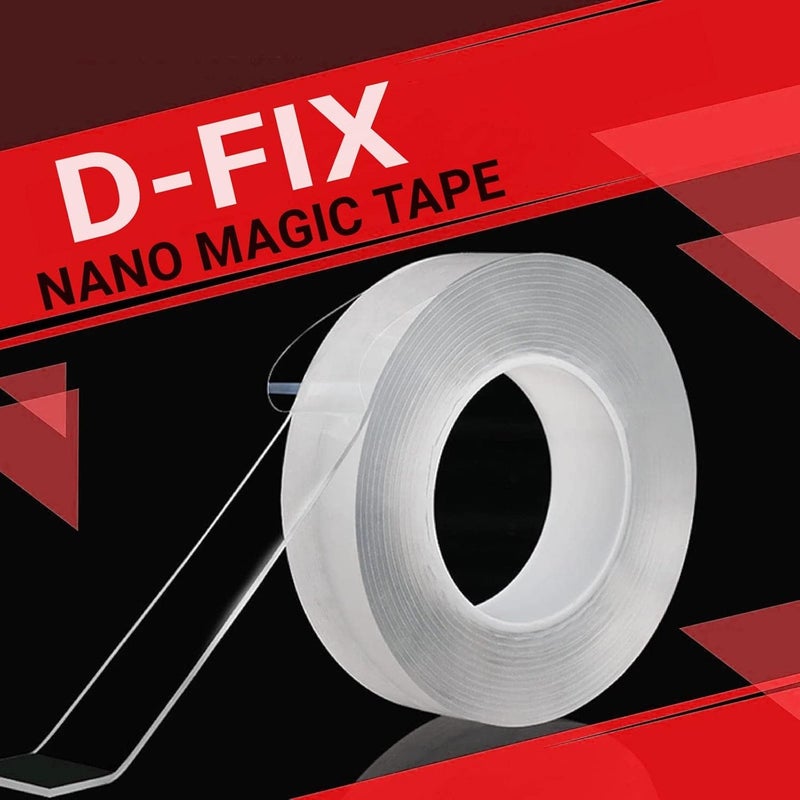 D-Fix Nano Tape With 3 Glitter Flakes 3 Stars Straw For Balloon Double Sided Ivy Grip Tape For Walls Washable Reusable Strong Sticky Strips Multicolor Moon & Heart Art And Craft Diy Kit-1MM-3METER - Image 2