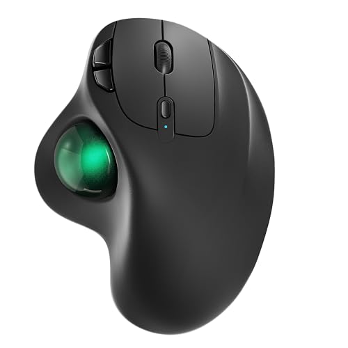 Nulea M501 Wireless Trackball Mouse, Rechargeable Ergonomic, Easy Thumb Control, Precise & Smooth Tracking, 3 Device Connection (Bluetooth or USB Receiver), Compatible for PC, Laptop, Mac, Windows. - Image 1