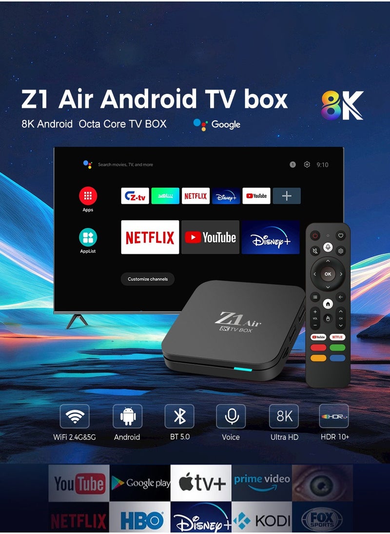 ماركة غير محددة - جهاز Android 12 8K UHD TV Stick & TV Box مع تطبيقات Google Play و YouTube و Chrome وجهاز تحكم عن بعد بوضع الفأرة، استمتع بمشاهدة الأفلام والتلفزيون والراديو والموسيقى والألعاب وتصفح الويب والأخبار. - Image 1