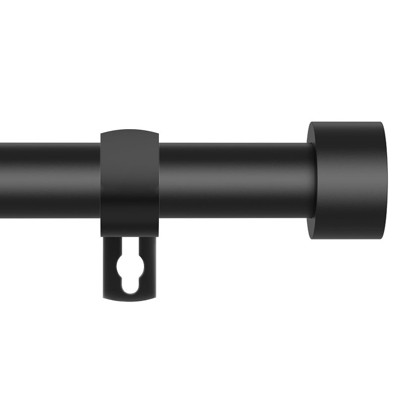 Poskena Curtain Rods for Windows 66 to 120, 1 Inch Black Curtain Rod Set, Heavy Duty DraperyRods with Adjustable Curtain Rods, Outdoor Modern Curtain Rod with Simple End Caps, 32"-120", Black - Image 1
