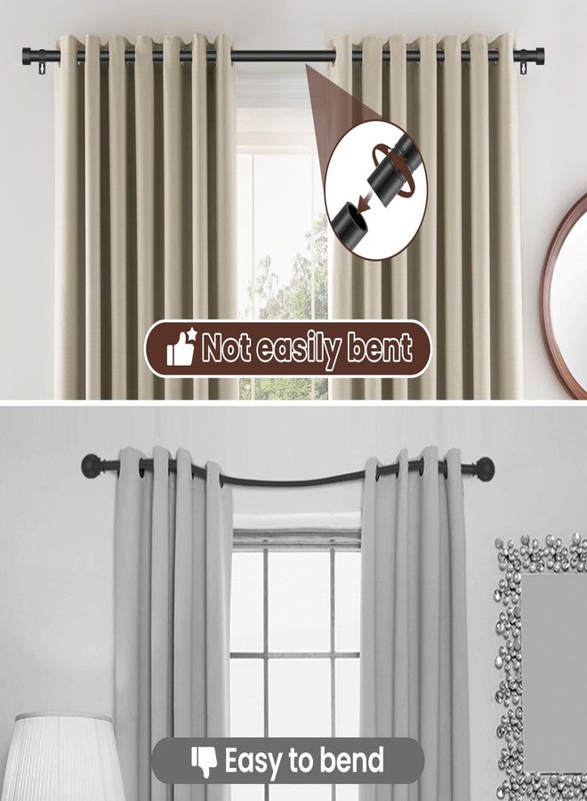 Poskena Curtain Rods for Windows 66 to 120, 1 Inch Black Curtain Rod Set, Heavy Duty DraperyRods with Adjustable Curtain Rods, Outdoor Modern Curtain Rod with Simple End Caps, 32"-120", Black - Image 5