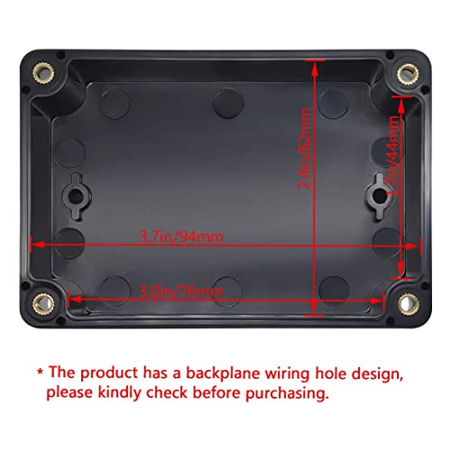 LeMotech Junction Box IP65 Waterproof Project Box Dustproof ABS Plastic Electrical Boxes Universal Enclosure for Electronic Black 3.93x 2.68x 1.97 inch (100 x 68 x 50 mm)(Pack of 2) - Image 2