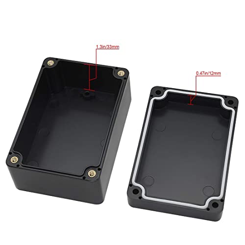 LeMotech Junction Box IP65 Waterproof Project Box Dustproof ABS Plastic Electrical Boxes Universal Enclosure for Electronic Black 3.93x 2.68x 1.97 inch (100 x 68 x 50 mm)(Pack of 2) - Image 3