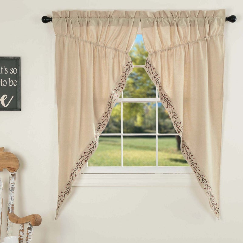 Piper Classics Twig and Berry Vine Prairie Curtain Set of 2 63x3618