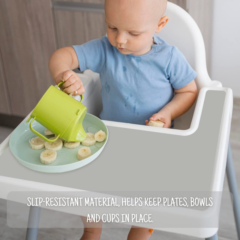 Mintlyfe High Chair Placemat for IKEA Antilop Baby High Chair, Silicone Tray Finger Foods Placemat for Boys and Girls, Babies, Toddlers (Light Gray) - Image 5