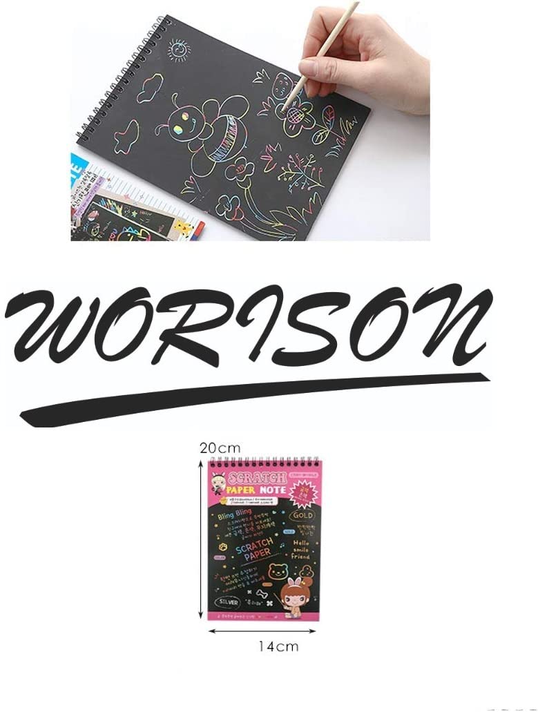 Worison A5 Size Colorful Scratch Drawing Papers, 10 Sheets and 1 Scratch Tool 20 x 15 cms - Image 5