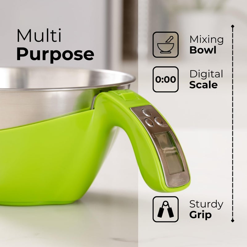Fradel Digital Kitchen Food Scale with Bowl - 11lb, Grams & Ounces - Removable, Dishwasher-Safe Mixing Bowl - Green - Image 5