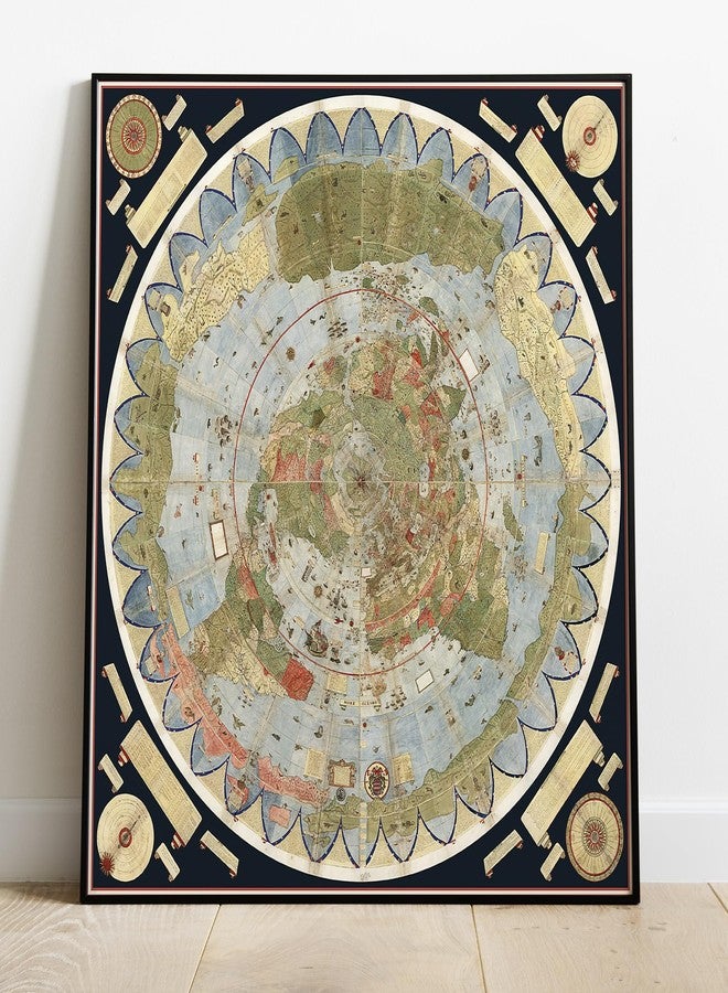 ArtCantHurtU 1587 Urbano Monte World Map Poster Print (23x23in) – Vintage Renaissance Flat Earth Projection – Historic Circular Globe Model Wall Art – Unframed - Image 1