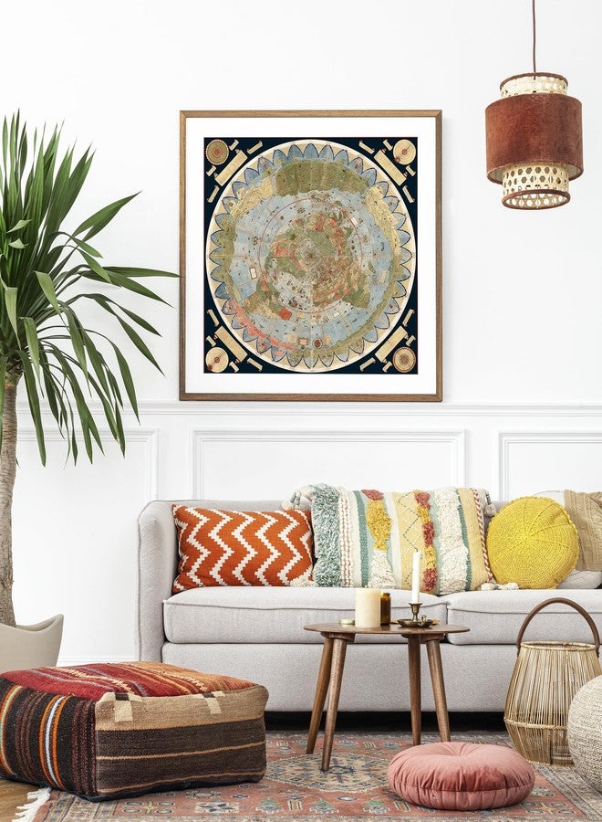 ArtCantHurtU 1587 Urbano Monte World Map Poster Print (23x23in) – Vintage Renaissance Flat Earth Projection – Historic Circular Globe Model Wall Art – Unframed - Image 4