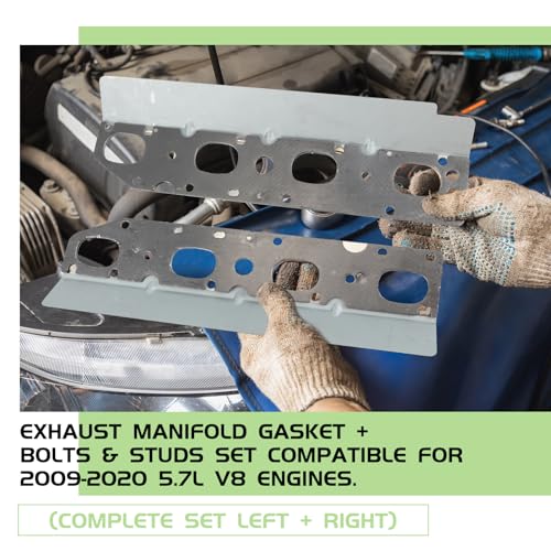 Datanly Exhaust Manifold Gasket Set with Bolts and Studs Exhaust Manifold Hardware Gasket Kit Compatible with Ram 5.7l with Bolt Studsv8 2009-2020 1500 2500 3500 Engines(Complete Left + Right) - Image 4