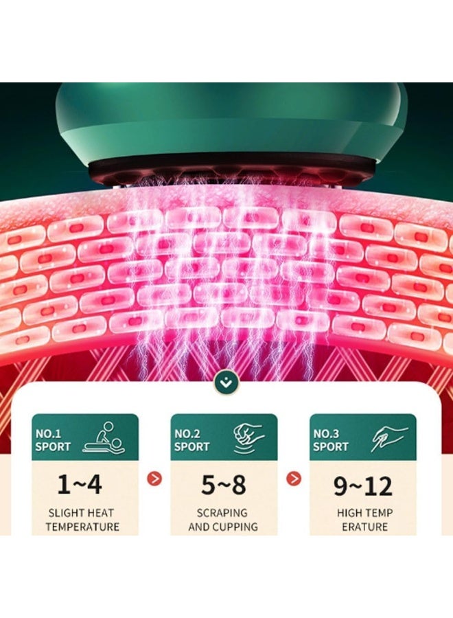 آيسيلي جهاز تدليك السيلوليت المحمول، جهاز تدليك دهون المعدة، جهاز تدليك ذكي جديد بالضغط السلبي، جهاز تدليك اهتزازي لاسلكي قابل لإعادة الشحن، جهاز تشكيل الجسم للذراعين والساقين والظهر، يُستخدم في المنزل مع 12 وضع شفط (أخضر) - Image 5