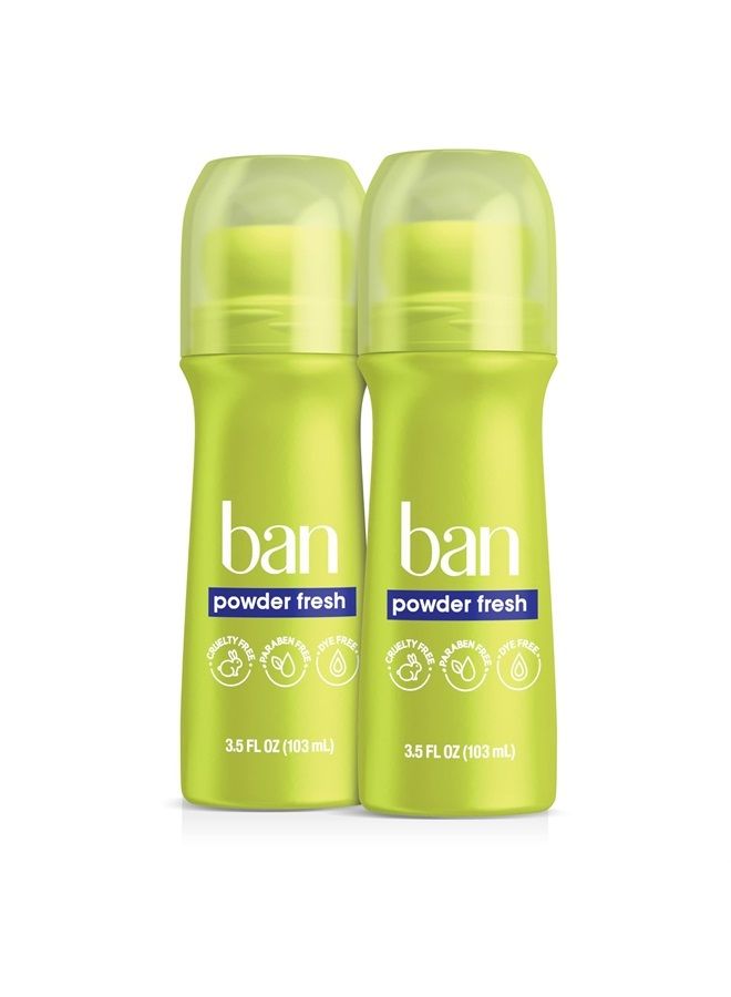 Ban Powder Fresh 24-hour Invisible Antiperspirant, Roll-on Deodorant for Women and Men, Underarm Wetness Protection, with Odor-fighting Ingredients, 3.5 Fl Oz (Pack of 2) - Image 1