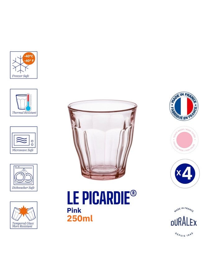 Duralex® Picardie Pink Glass Tumbler 250ml Set of 4 Glasses - Image 5