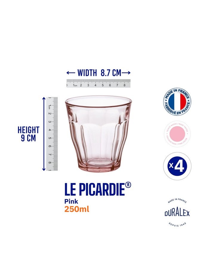 Duralex® Picardie Pink Glass Tumbler 250ml Set of 4 Glasses - Image 4