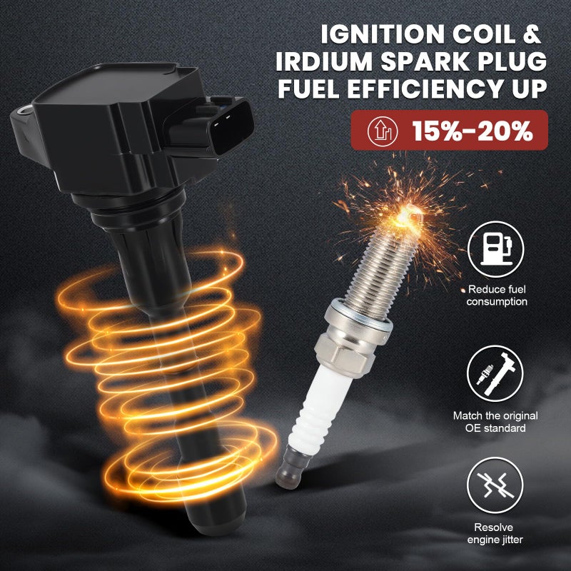 KacuYelin UF550 Ignition Coil Pack and Iridium Spark Plugs Set of 6 Compatible with Infiniti EX35 Q50 G25 FX35 QX60 Nissan Altima Maxima 2007-2020 Replaces#C1670, 22448-JA10C - Image 5