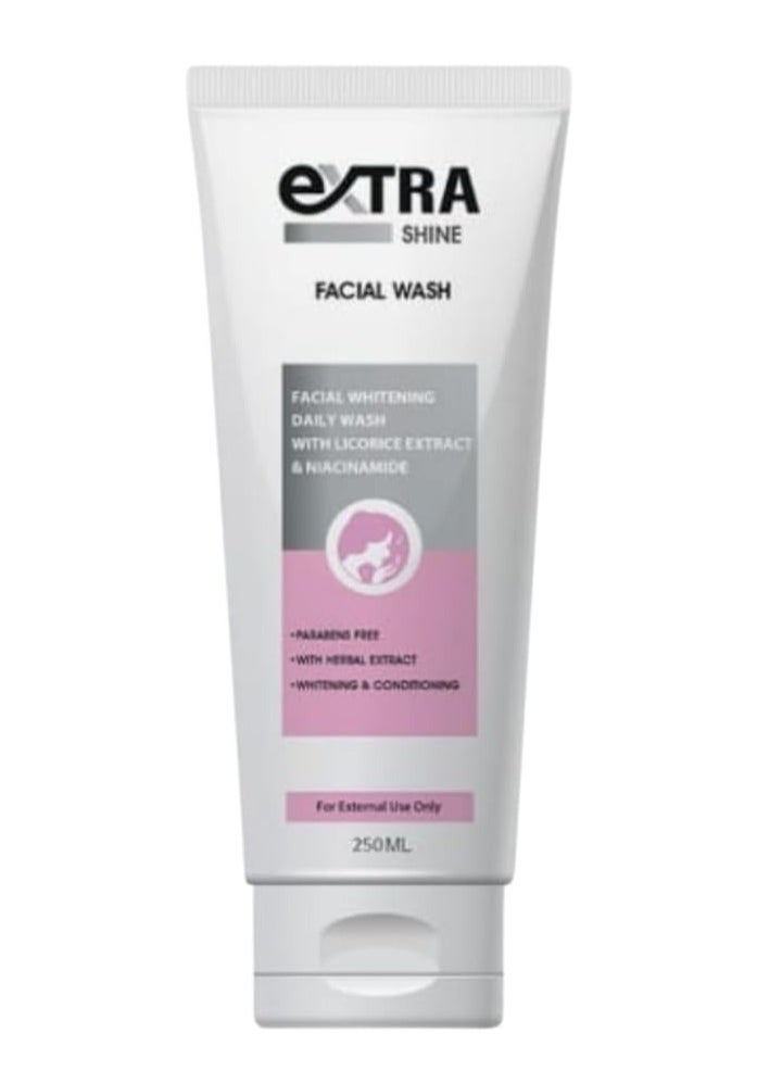 Extra Shine Facial Wash 250 Ml - Facial Whitning Daily Wash - With Urea & Niacinamide - Glycerin - Parabens Free - Pore Purifying & Deep Moisturizing- natural ingredients - deep cleansing