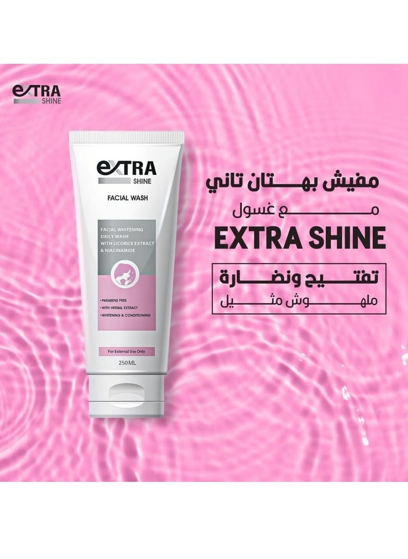 Extra Shine Facial Wash 250 Ml - Facial Whitning Daily Wash - With Urea & Niacinamide - Glycerin - Parabens Free - Pore Purifying & Deep Moisturizing- natural ingredients - deep cleansing