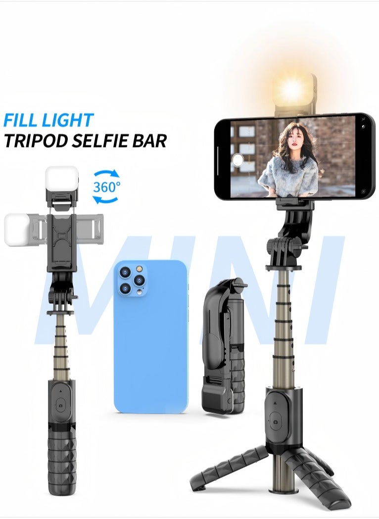 Generic - Aluminum Alloy 27.5 inches （70cm） Extendable Bluetooth Selfie Stick with Detachable Fill Light, Tripod Stand for Travel Vlog TikTok - Middle East Special Edition - Image 1