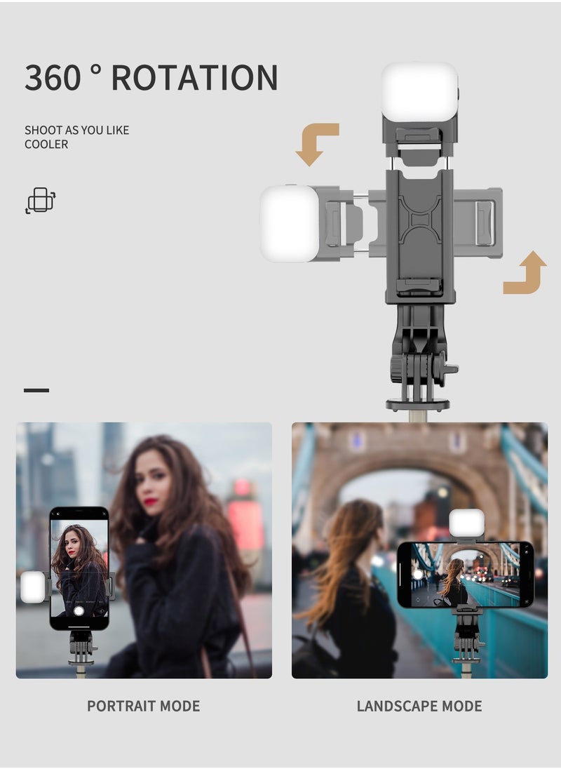 Generic - Aluminum Alloy 27.5 inches （70cm） Extendable Bluetooth Selfie Stick with Detachable Fill Light, Tripod Stand for Travel Vlog TikTok - Middle East Special Edition - Image 1