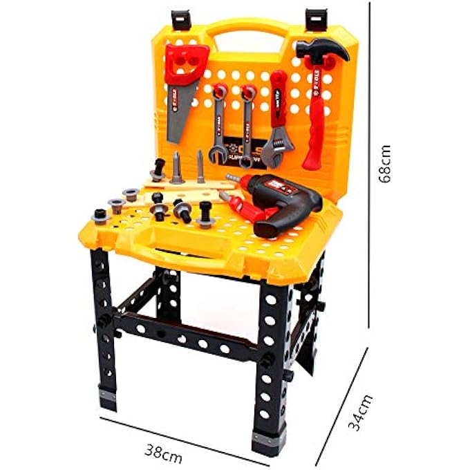 2 IN 1 DELUXE TOOL PLAY SET DRILL SCREWDRIVER REPAIR KIT TOY PORTABLE PRETEND PLAY TOOLS BOX AND TOOLS TABLE SET PUZZLE TOOL TOY SET FOR KIDS 57 PCS ACCESSORIES - Image 4