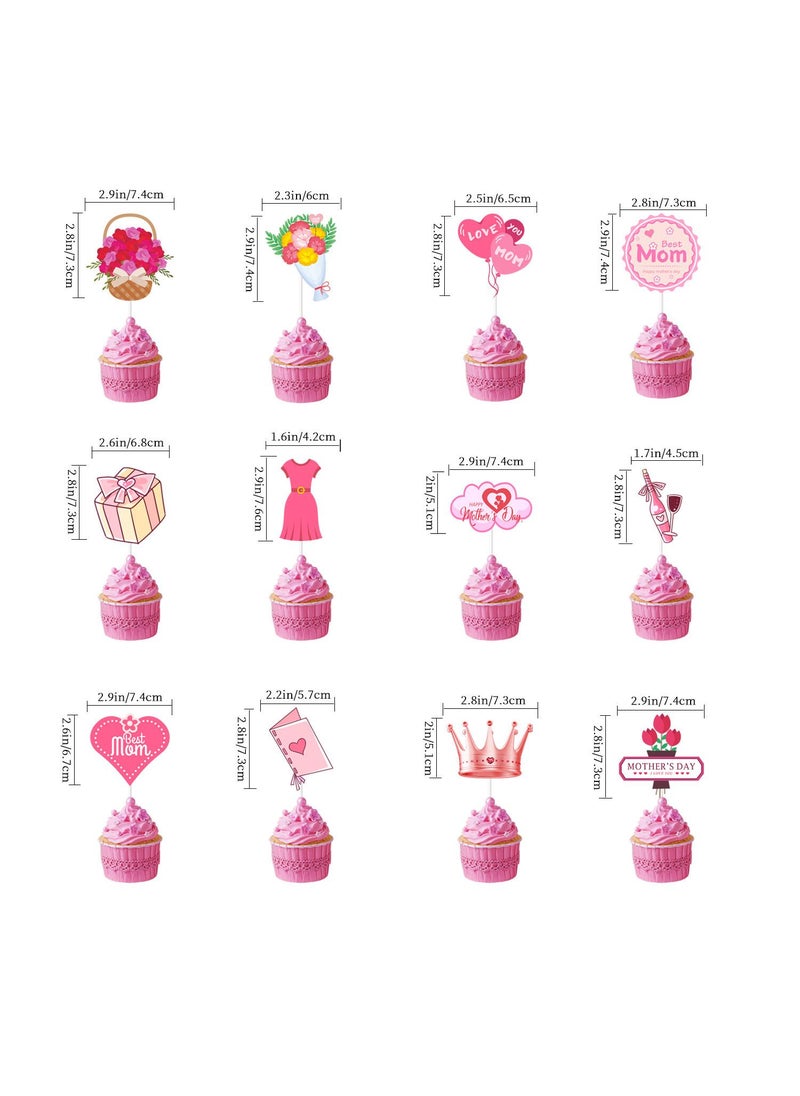 Y&D Mother's Day Party Decoration Best Mom Ever Flag Spiral Hanging Cake Card Set  - Image 3